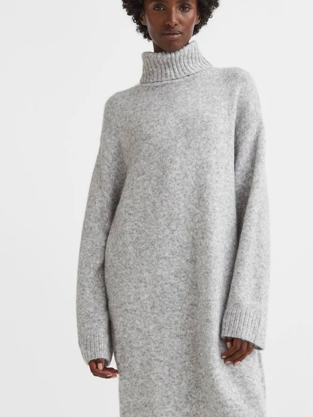 H&M Light Gray Oversized Turtleneck Sweater Dress